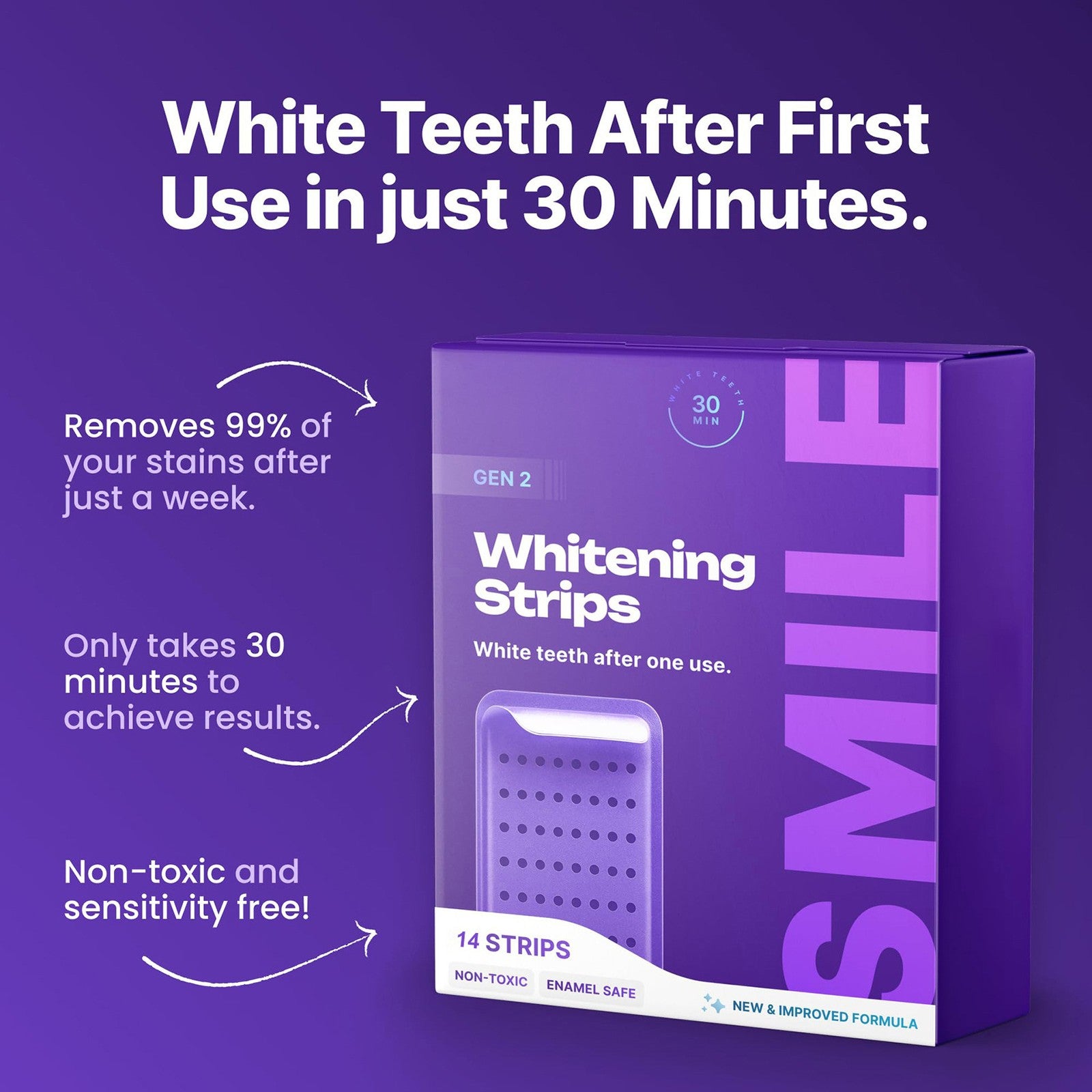 Transform Your Smile with Non-Toxic Enamel-Safe Teeth Whitening Strips - 14 Fast-Acting Strips for a Brighter, Confident You!