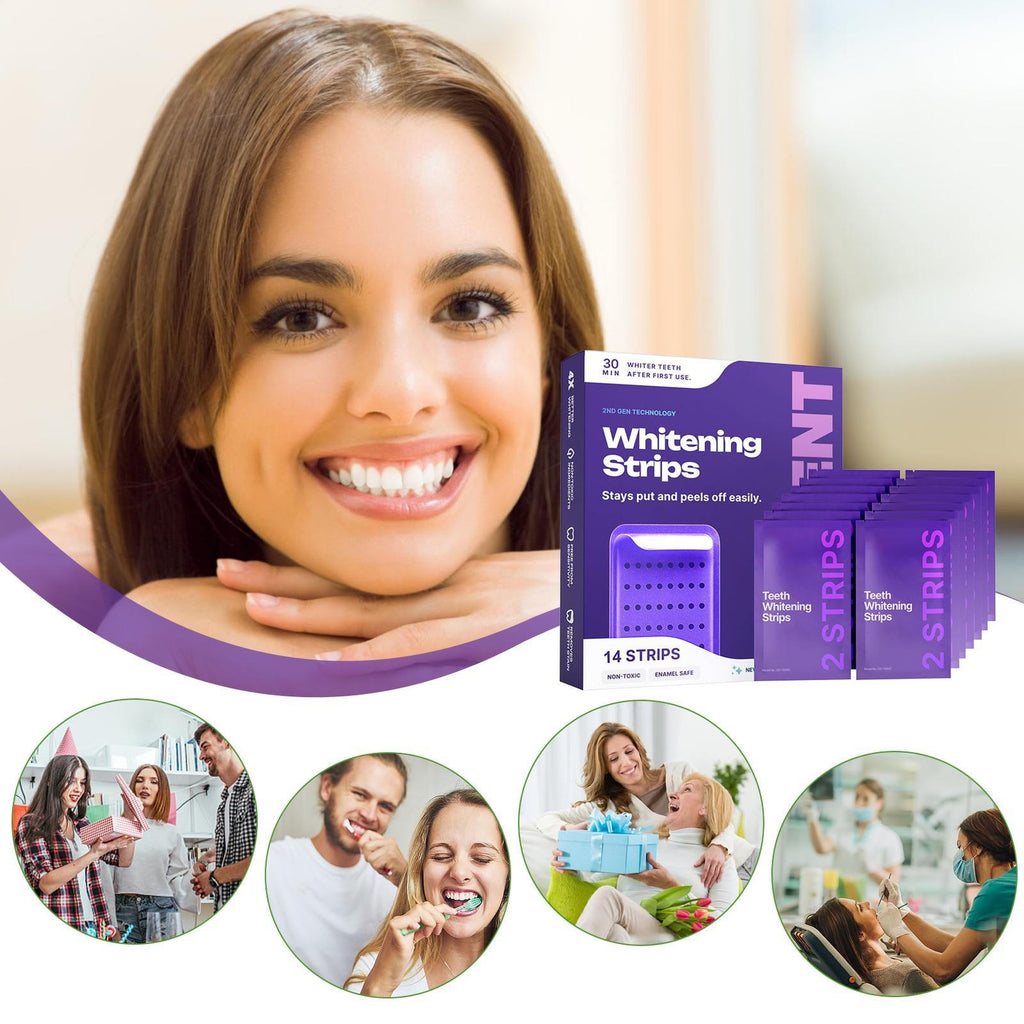 Transform Your Smile with Non-Toxic Enamel-Safe Teeth Whitening Strips - 14 Fast-Acting Strips for a Brighter, Confident You!