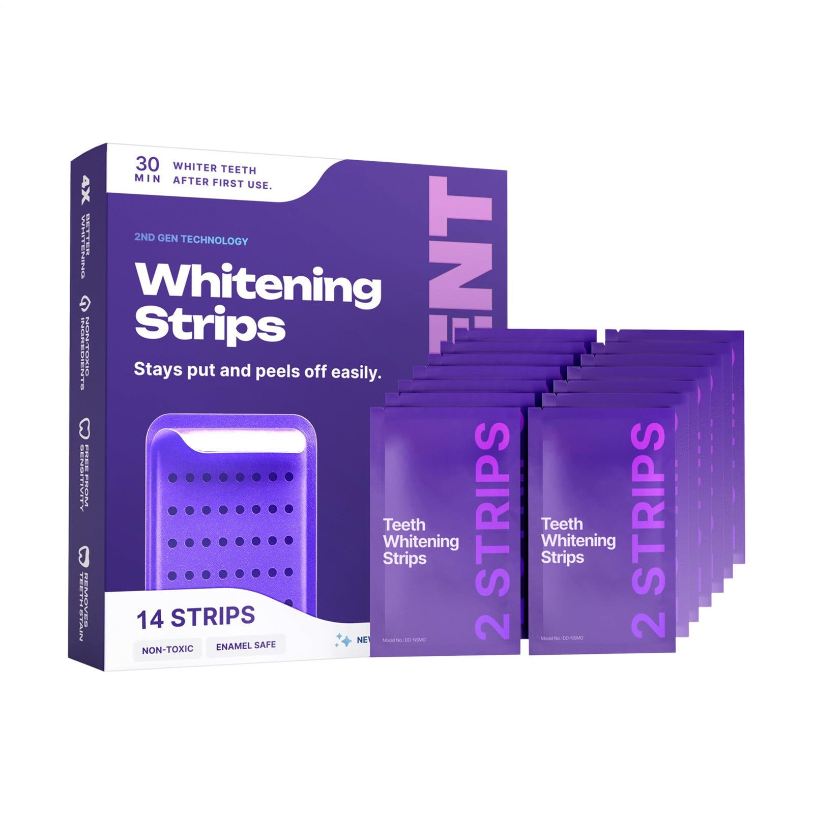 Transform Your Smile with Non-Toxic Enamel-Safe Teeth Whitening Strips - 14 Fast-Acting Strips for a Brighter, Confident You!