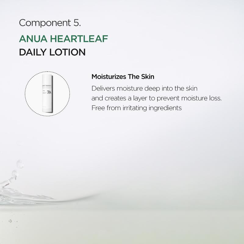 Achieve Radiant Glass Skin with Anua's Complete Korean Skincare Set - Oil Cleanser, Deep Cleansing Foam, Heartleaf Toner, Brightening Serum, and Calming Moisturizer for Youth & Adults!